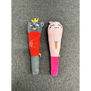 Lot of 2 Plush Back Hammer Knock Massager Toy Stuffed Animal 16" Smiling Japan